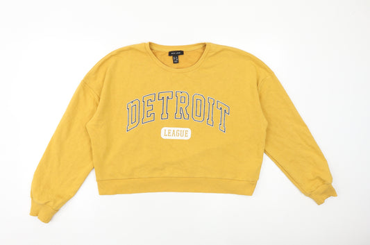 New Look Womens Yellow Cotton Pullover Sweatshirt Size 12 Pullover - Detroit League