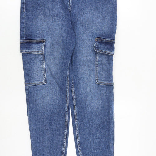 Papaya Womens Blue Cotton Tapered Jeans Size 12 L27 in Regular Zip - Cargo