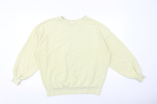 H&M Womens Yellow Cotton Pullover Sweatshirt Size S Pullover