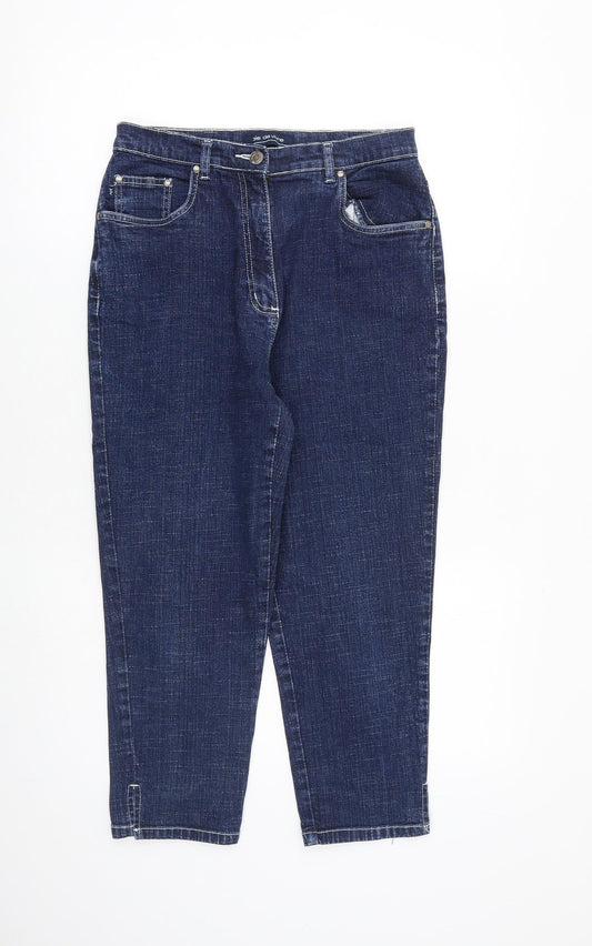 Joie de Vivre Womens Blue Cotton Mom Jeans Size 12 L23 in Regular Zip