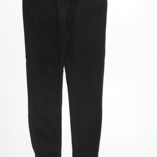 River Island Womens Black Cotton Skinny Jeans Size 14 L27 in Regular Zip