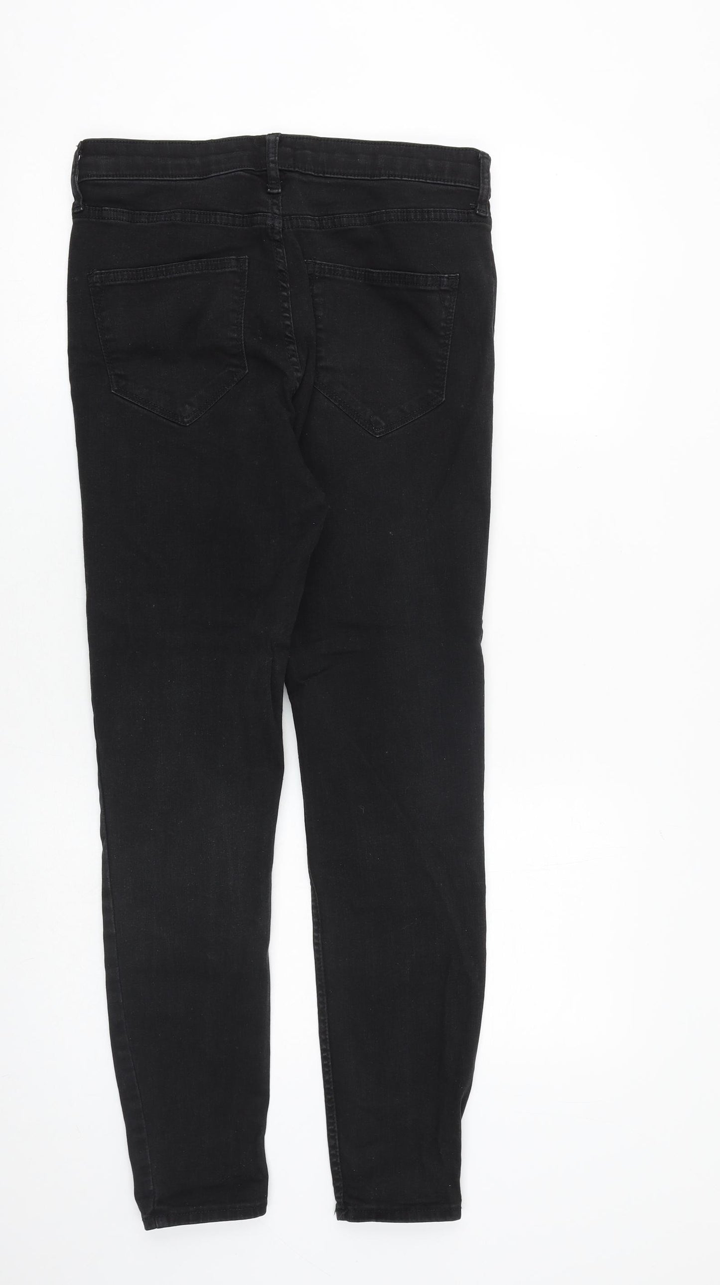 River Island Womens Black Cotton Skinny Jeans Size 14 L27 in Regular Zip
