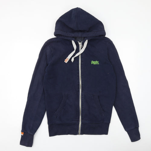 Superdry Mens Blue Cotton Full Zip Hoodie Size S