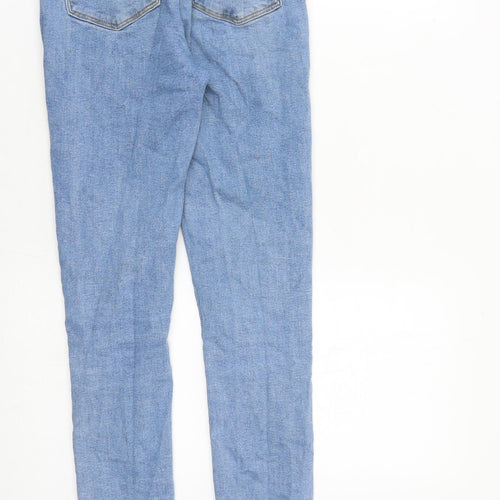 New Look Womens Blue Cotton Skinny Jeans Size 8 L29 in Slim Zip - Raw Hem