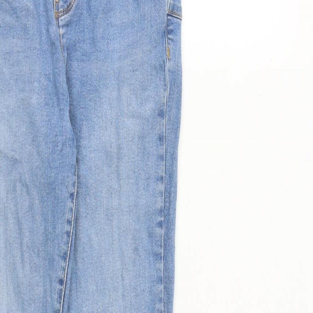 New Look Womens Blue Cotton Skinny Jeans Size 8 L29 in Slim Zip - Raw Hem