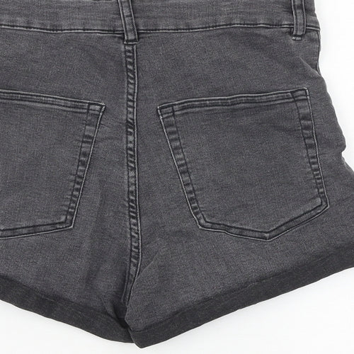 H&M Womens Grey Cotton Boyfriend Shorts Size 8 L3 in Regular Zip