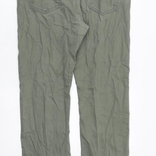 H&M Mens Green Cotton Straight Jeans Size 34 in L31 in Regular Zip