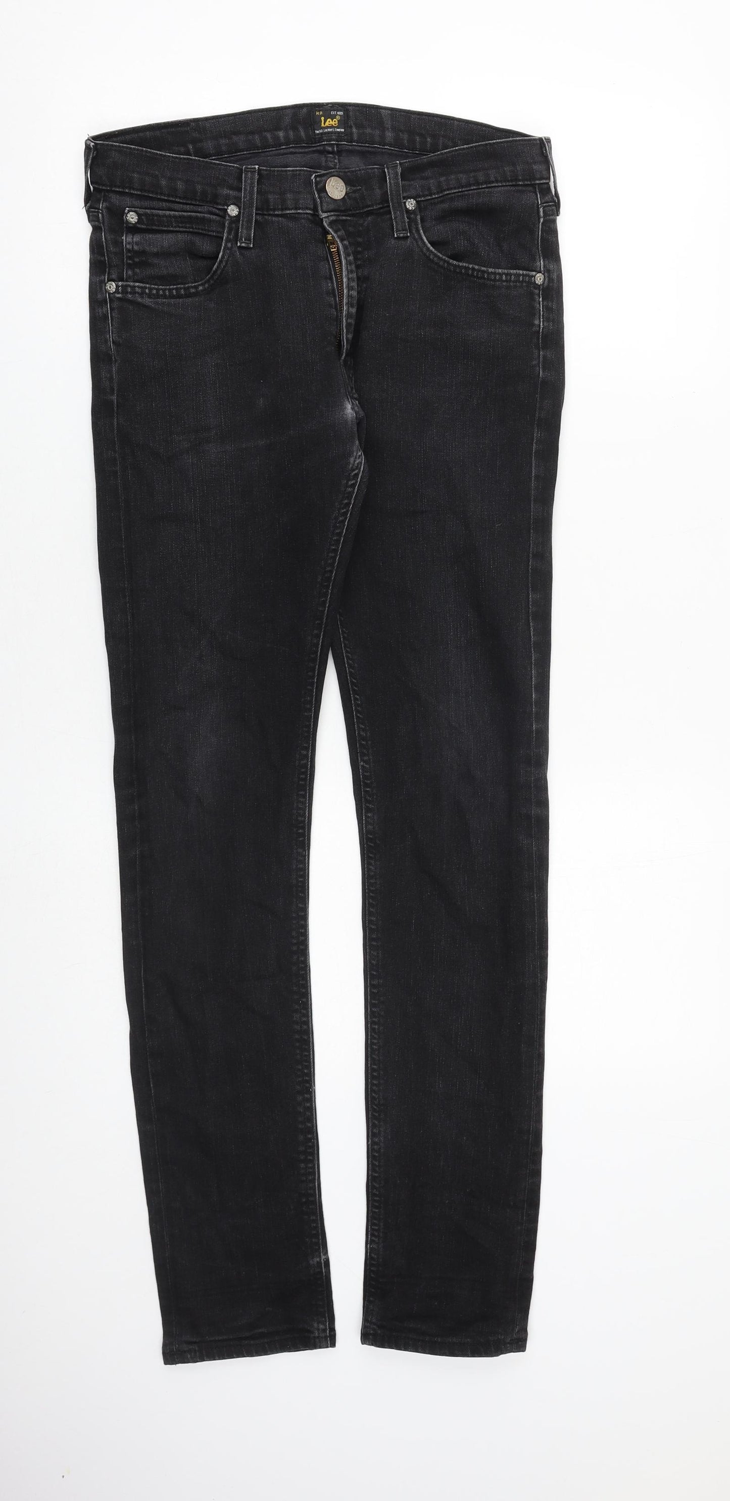 Lee Mens Black Cotton Skinny Jeans Size 30 in L32 in Slim Zip