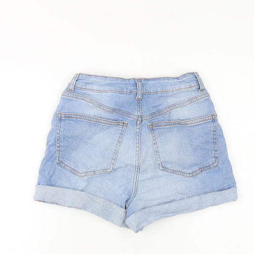 Pep& Co Womens Blue Cotton Mom Shorts Size 8 L3 in Regular Zip