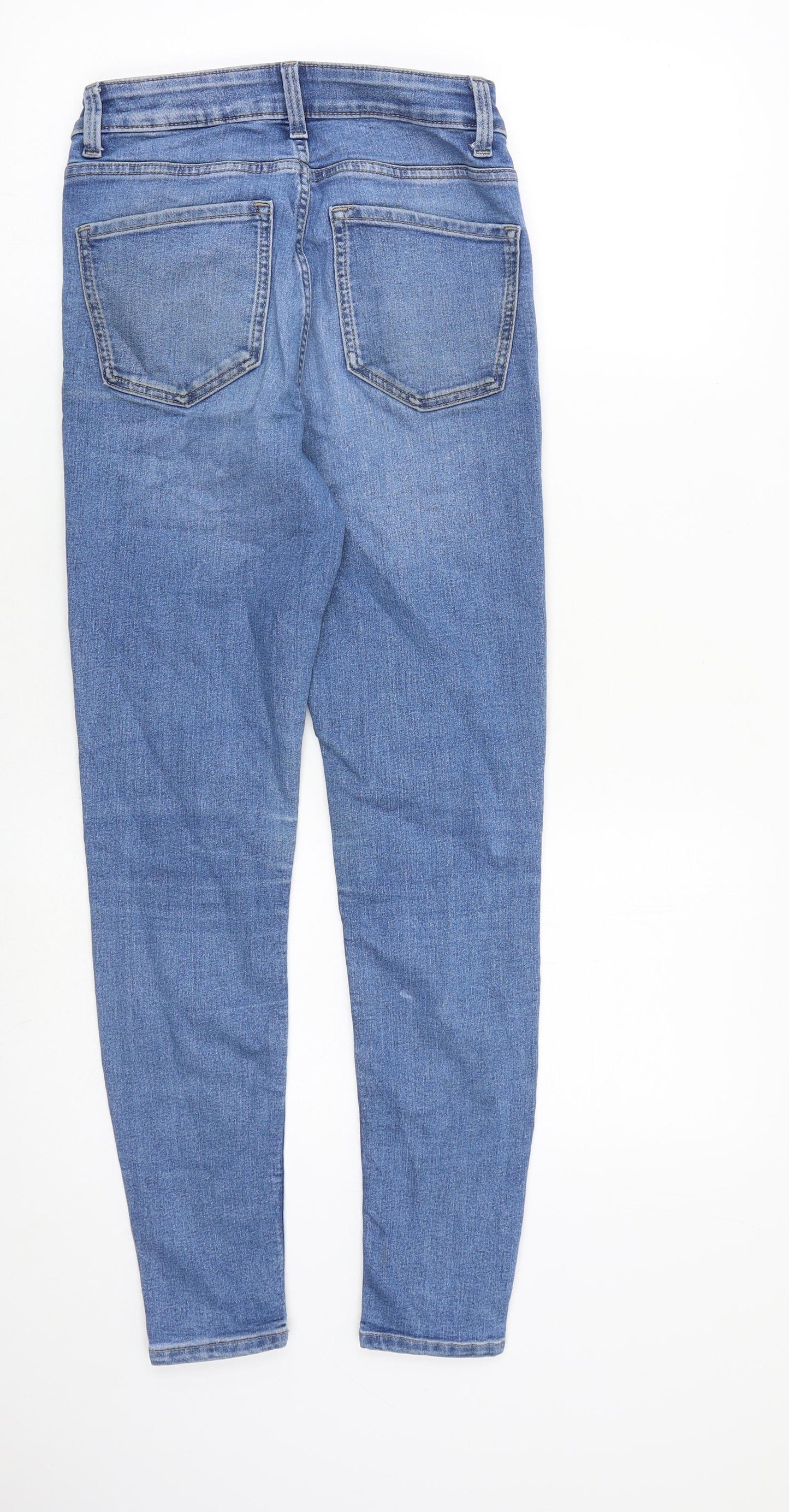 Marks and Spencer Womens Blue Cotton Skinny Jeans Size 6 L28 in Slim Zip