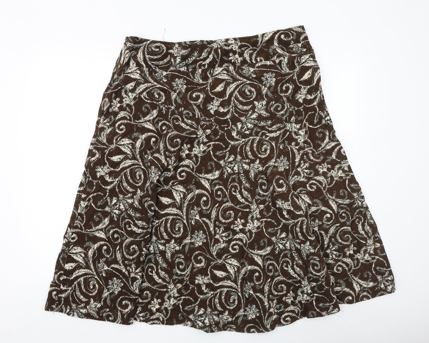 Maine New England Womens Brown Geometric Polyester Swing Skirt Size 16 Zip
