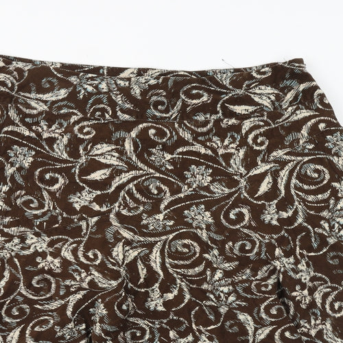 Maine New England Womens Brown Geometric Polyester Swing Skirt Size 16 Zip