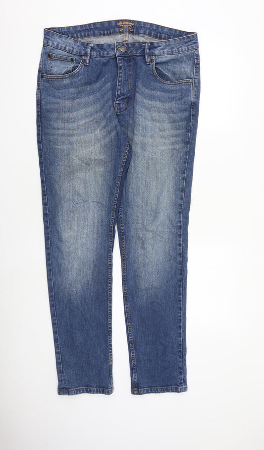 Ben Sherman Mens Blue Cotton Skinny Jeans Size 36 in L32 in Regular Zip