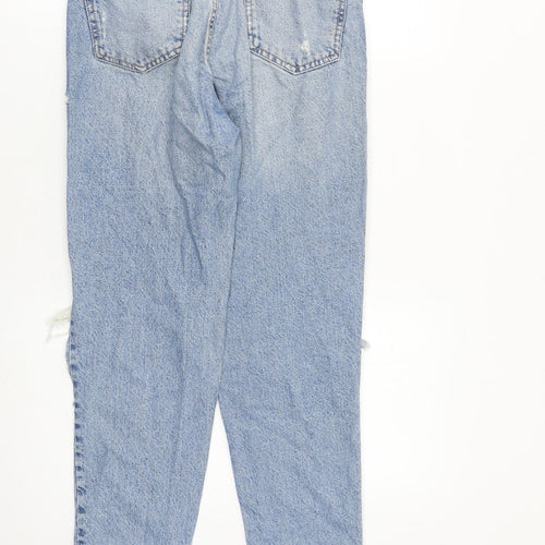 Zara Womens Blue Cotton Mom Jeans Size 6 L26 in Regular Zip