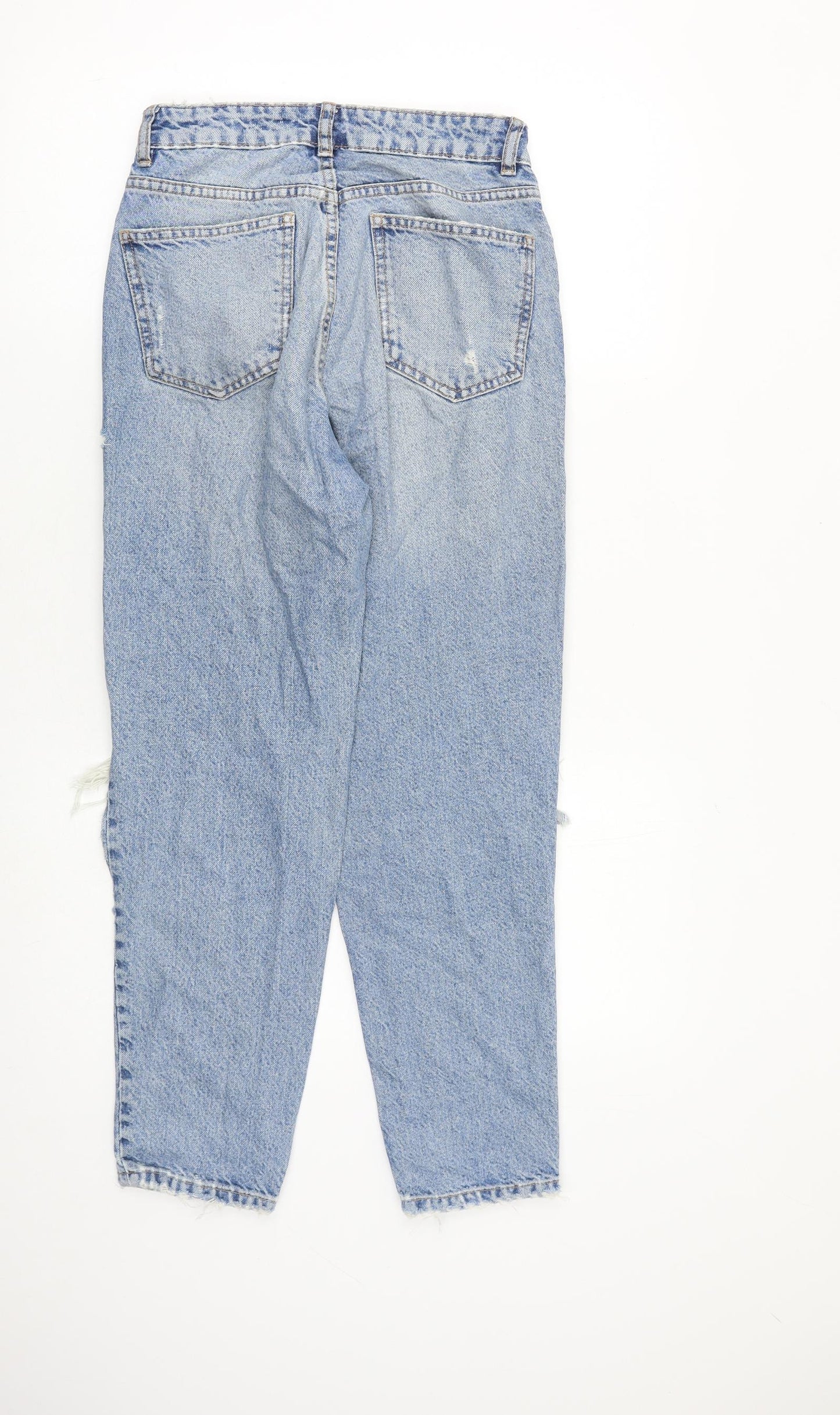Zara Womens Blue Cotton Mom Jeans Size 6 L26 in Regular Zip