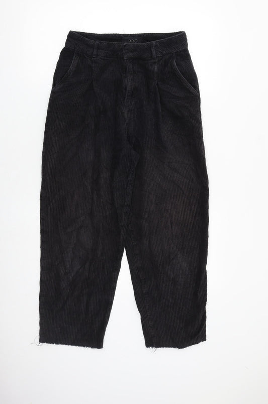 BDG Womens Black Cotton Trousers Size S L24 in Regular Zip - Raw Hem