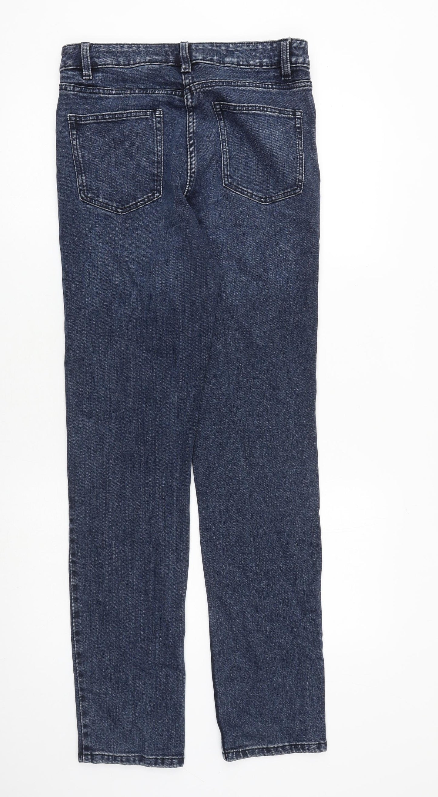 NEXT Womens Blue Cotton Straight Jeans Size 10 L32 in Regular Zip