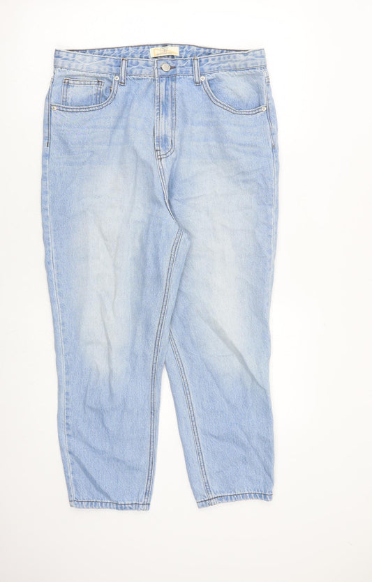 Dont think twice Womens Blue Cotton Mom Jeans Size 14 L24 in Regular Zip