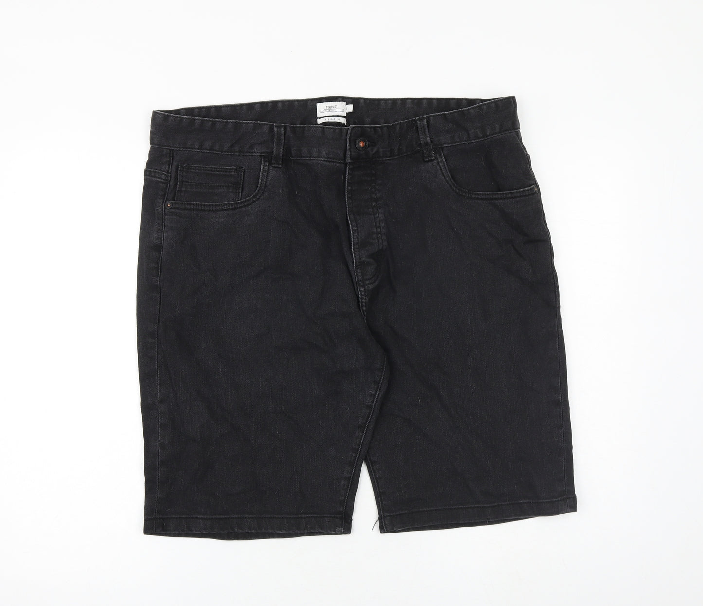 NEXT Mens Black Cotton Chino Shorts Size 38 in L10 in Regular Zip