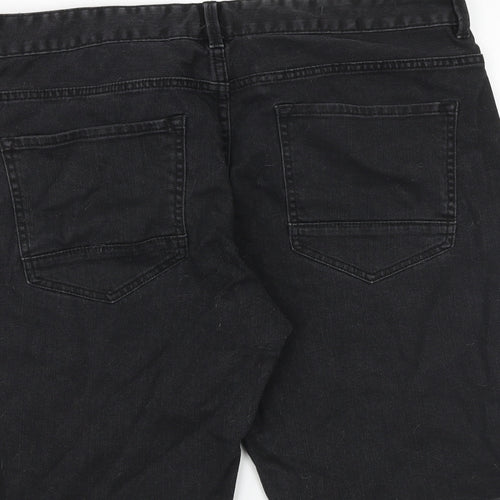 NEXT Mens Black Cotton Chino Shorts Size 38 in L10 in Regular Zip