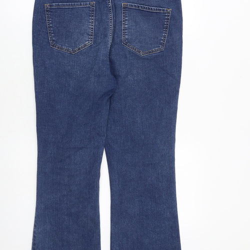 Marks and Spencer Womens Blue Cotton Bootcut Jeans Size 14 L30 in Regular Zip