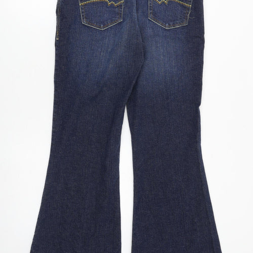 NEXT Womens Blue Cotton Flared Jeans Size 14 L32 in Regular Buckle