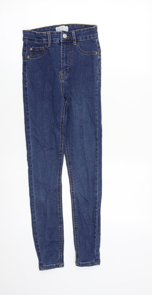 Denim & Co. Womens Blue Cotton Skinny Jeans Size 6 L25 in Slim Zip