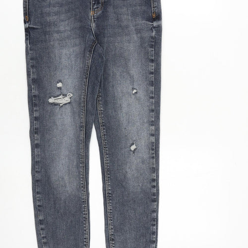 River Island Womens Blue Cotton Skinny Jeans Size 8 L27 in Regular Zip