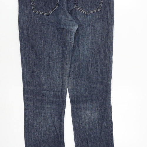 NEXT Womens Blue Cotton Straight Jeans Size 12 L28 in Regular Zip