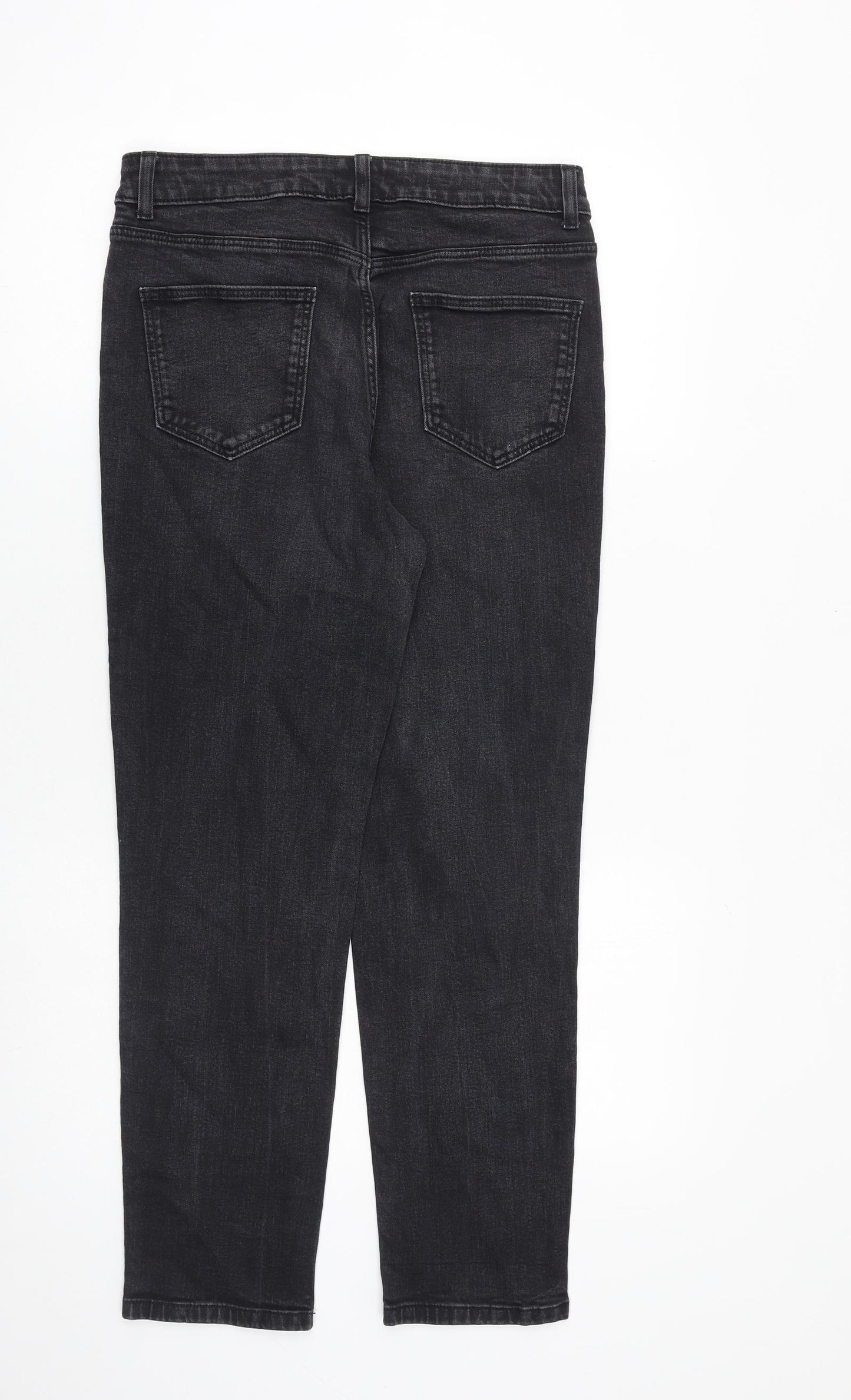 TU Womens Grey Cotton Straight Jeans Size 12 L28 in Regular Zip
