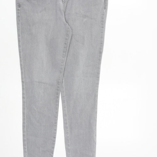 TU Womens Grey Herringbone Cotton Straight Jeans Size 12 L28 in Slim Zip