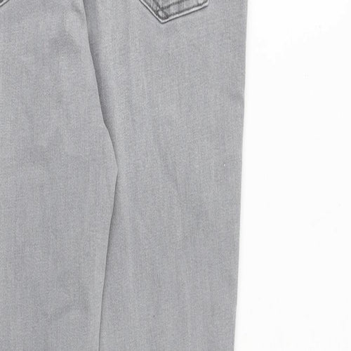 TU Womens Grey Herringbone Cotton Straight Jeans Size 12 L28 in Slim Zip