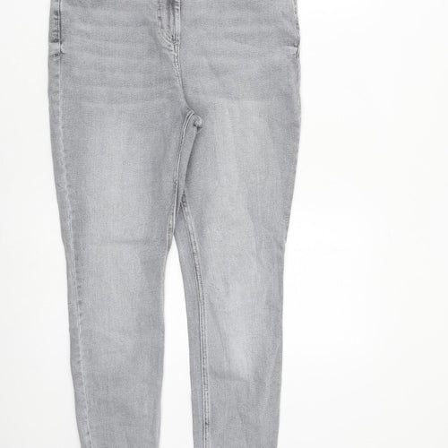 NEXT Womens Grey Cotton Skinny Jeans Size 12 L28 in Slim Zip