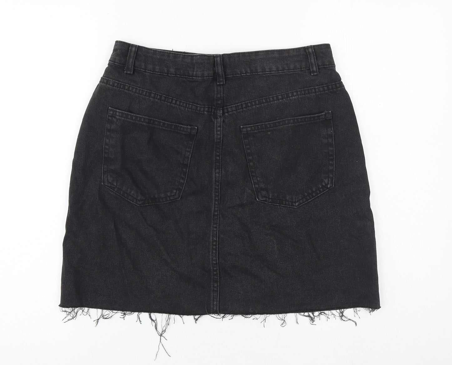 Denim & Co. Womens Grey Cotton A-Line Skirt Size 12 Zip