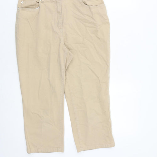 Damart Womens Beige Cotton Cropped Jeans Size 12 L20 in Regular Zip