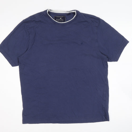 Stone bay Mens Blue Cotton T-Shirt Size M Round Neck