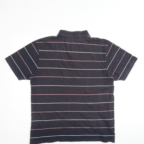 Reebok Mens Multicoloured Striped Cotton Polo Size M Collared Button
