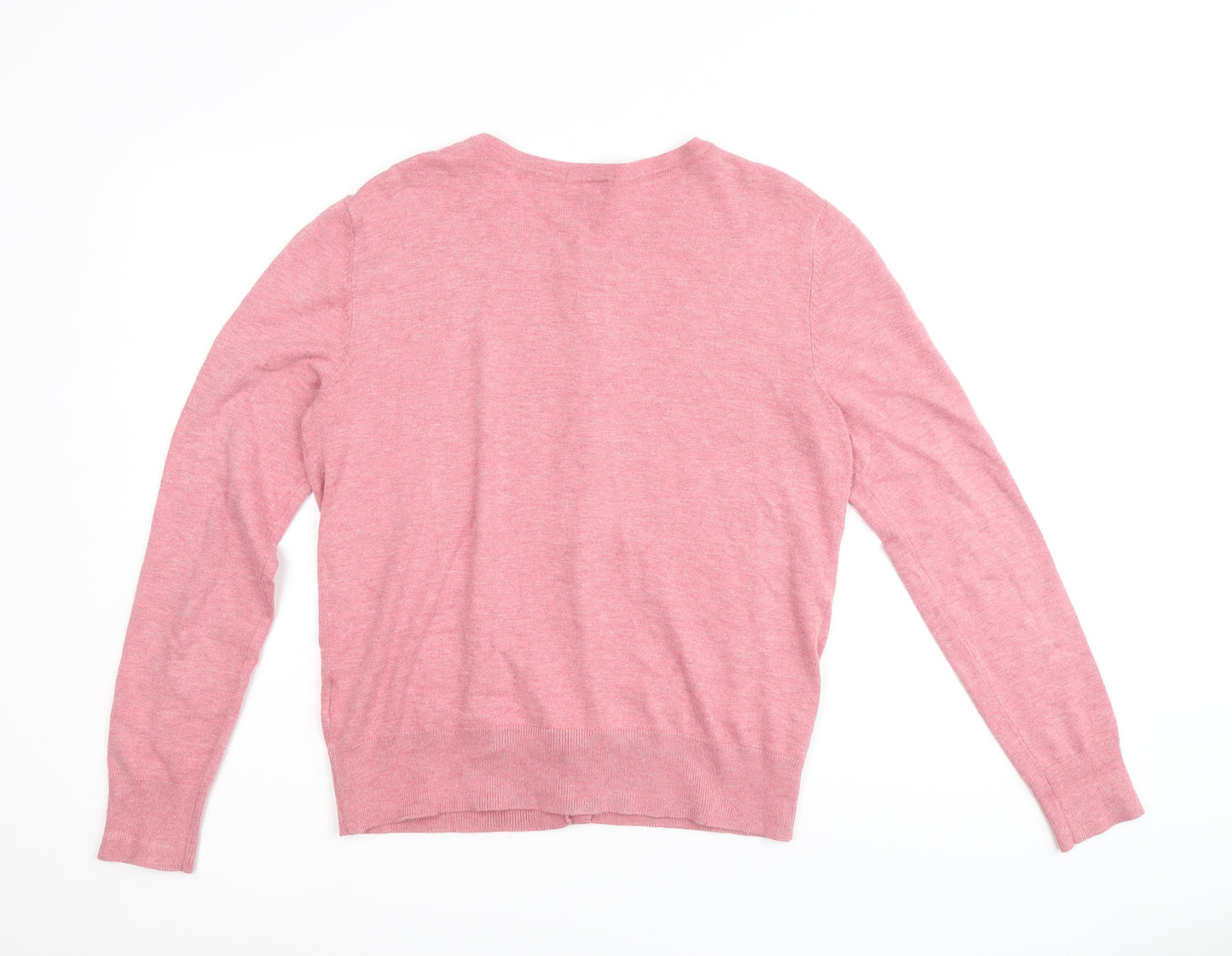 H&M Womens Pink Round Neck Viscose Cardigan Jumper Size M