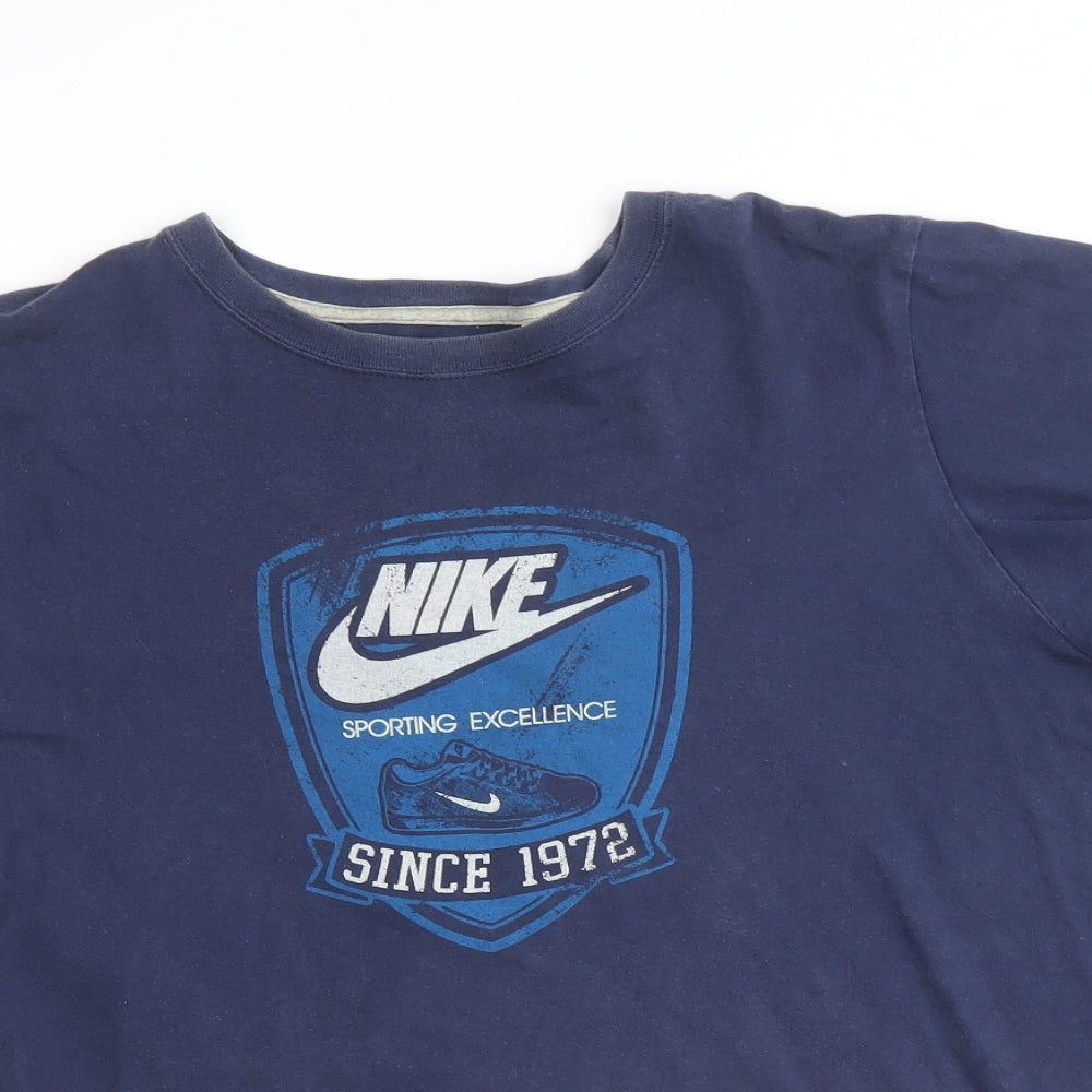 Nike Mens Blue Polyester T-Shirt Size L Round Neck