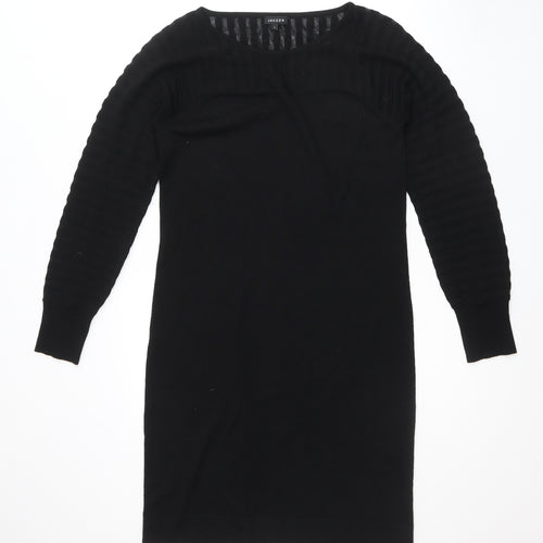 Jigsaw Womens Black Polyester Jumper Dress Size S Boat Neck Pullover