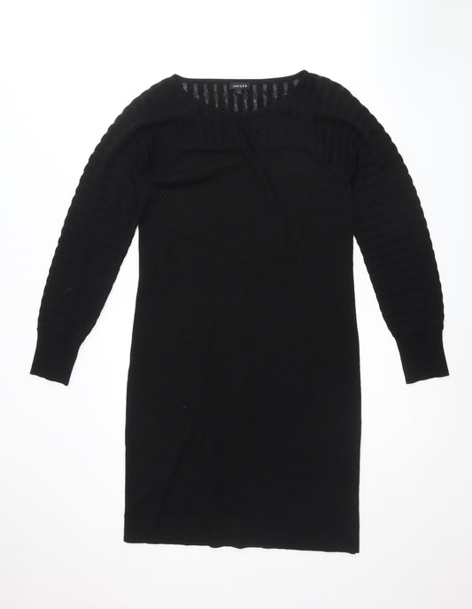 Jigsaw Womens Black Polyester Jumper Dress Size S Boat Neck Pullover