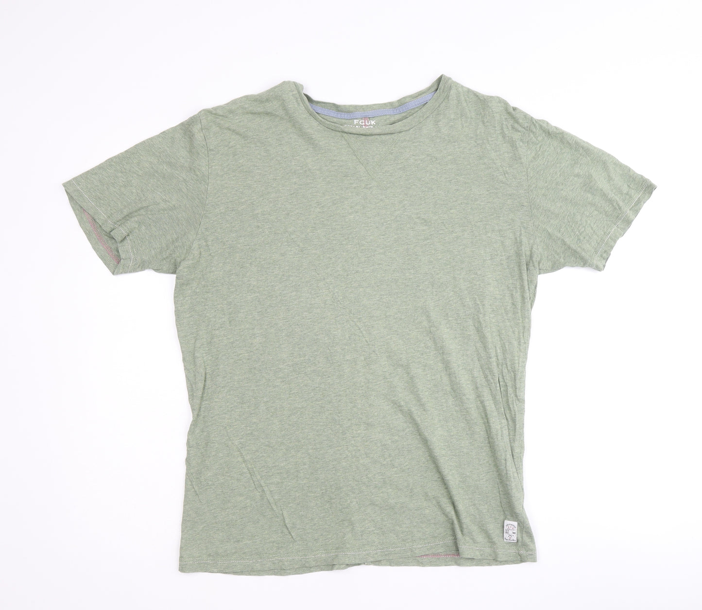 FCUK Mens Green Cotton T-Shirt Size M Round Neck