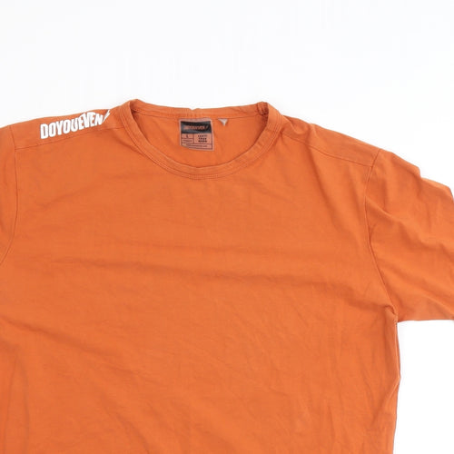 Doyoueven Mens Orange Polyester T-Shirt Size L Round Neck - Leave your mark