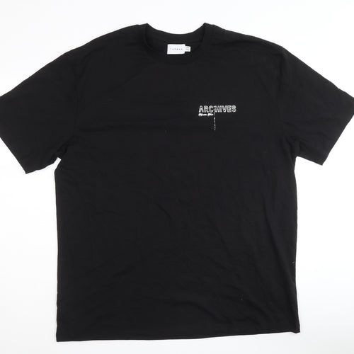 Topman Mens Black Cotton T-Shirt Size 2XL Crew Neck - Archives