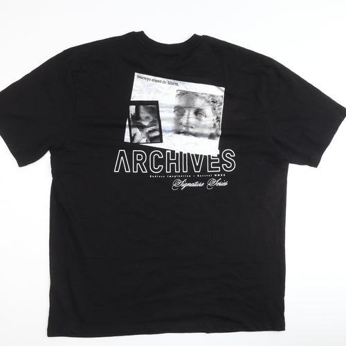 Topman Mens Black Cotton T-Shirt Size 2XL Crew Neck - Archives