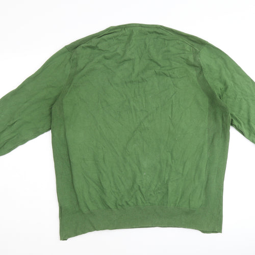 Gap Mens Green V-Neck Cotton Pullover Jumper Size XL Long Sleeve