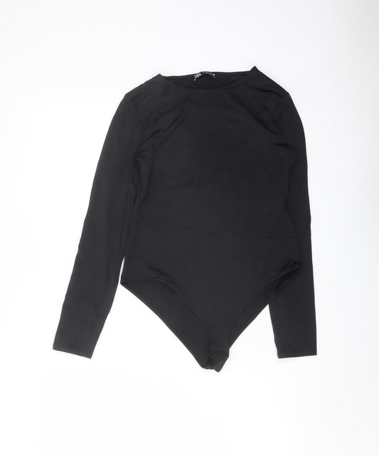 Zara Womens Black Polyamide Bodysuit One-Piece Size L Snap