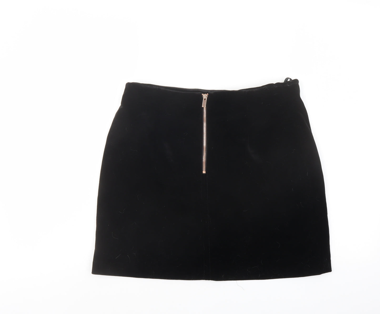 NEXT Womens Black Polyester Mini Skirt Size 12 Zip