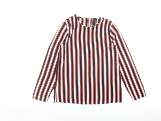 Mango Womens Multicoloured Striped Polyester Basic Blouse Size XS Round Neck
