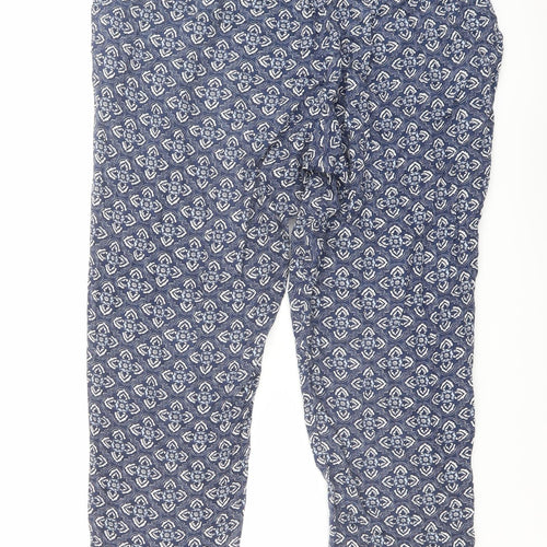 NEXT Womens Blue Geometric Viscose Trousers Size 16 L27 in Regular
